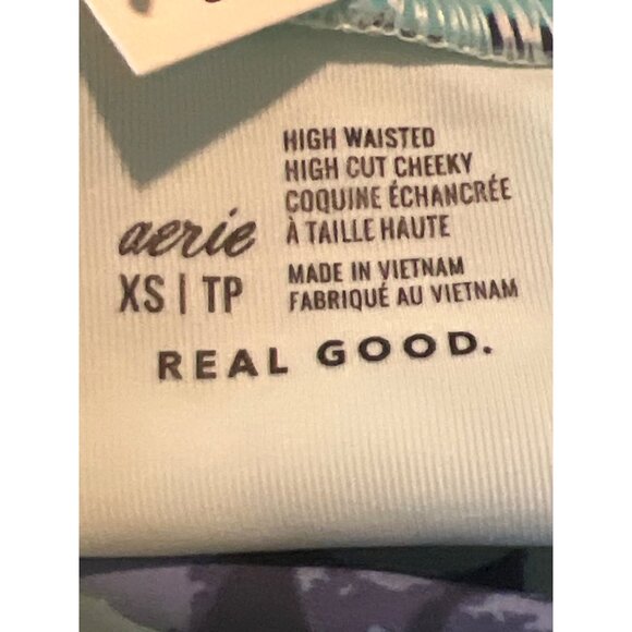 Aerie XS High Waisted High Cut Cheeky Bikini Bottom Floral Print NWT - Picture 3 of 4